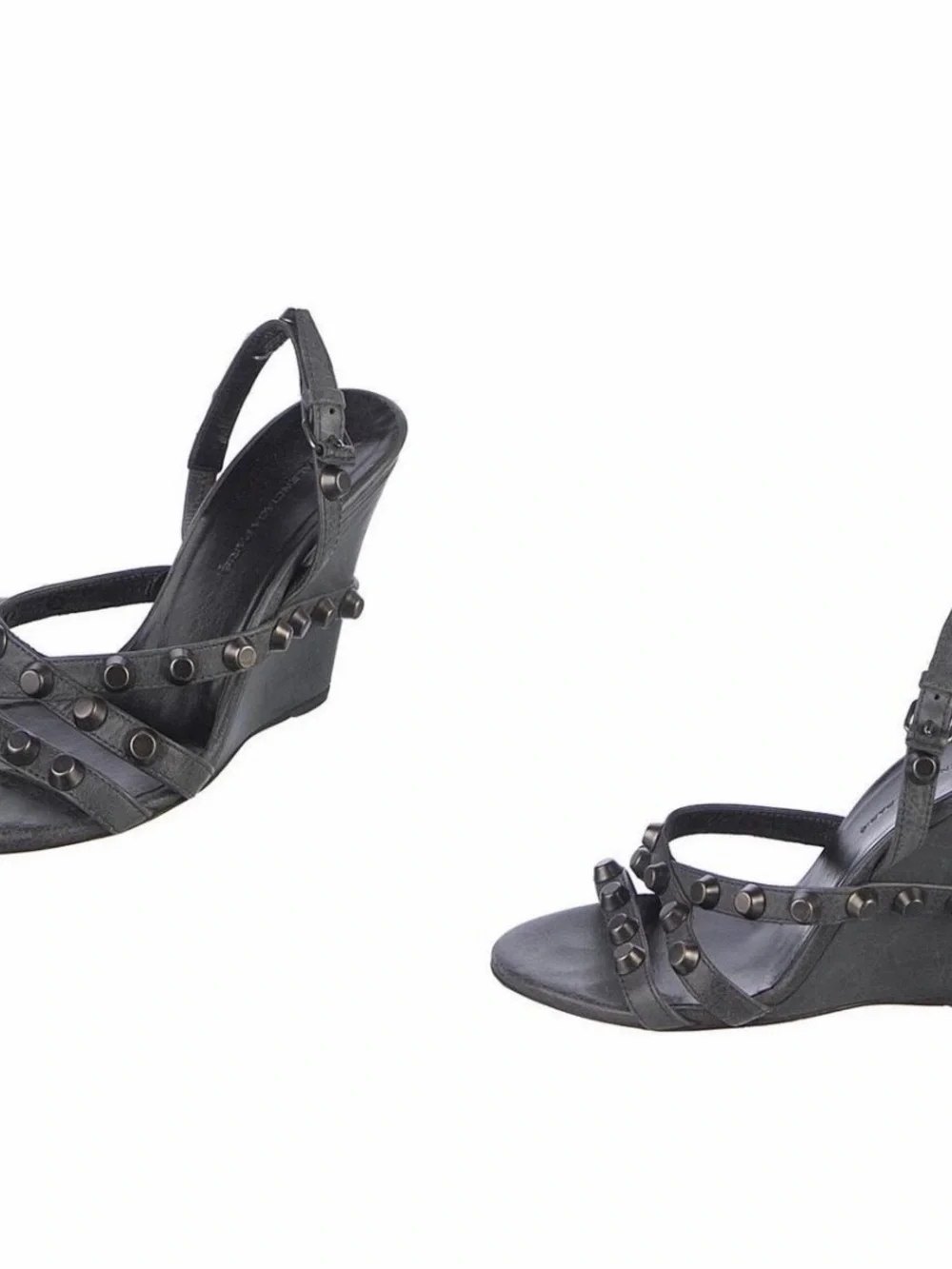 Balenciaga Black Leather Heeled Sandals